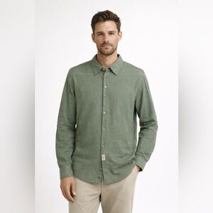 Italian TP'S Natural Tex Green 100% Linen Casual Summer Shirt Men's Size XL